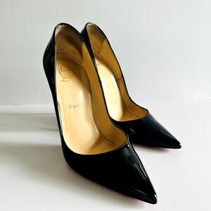 Christian Louboutin So Kate 120mm Size 39 Black Patent *New Soles Full Box Set